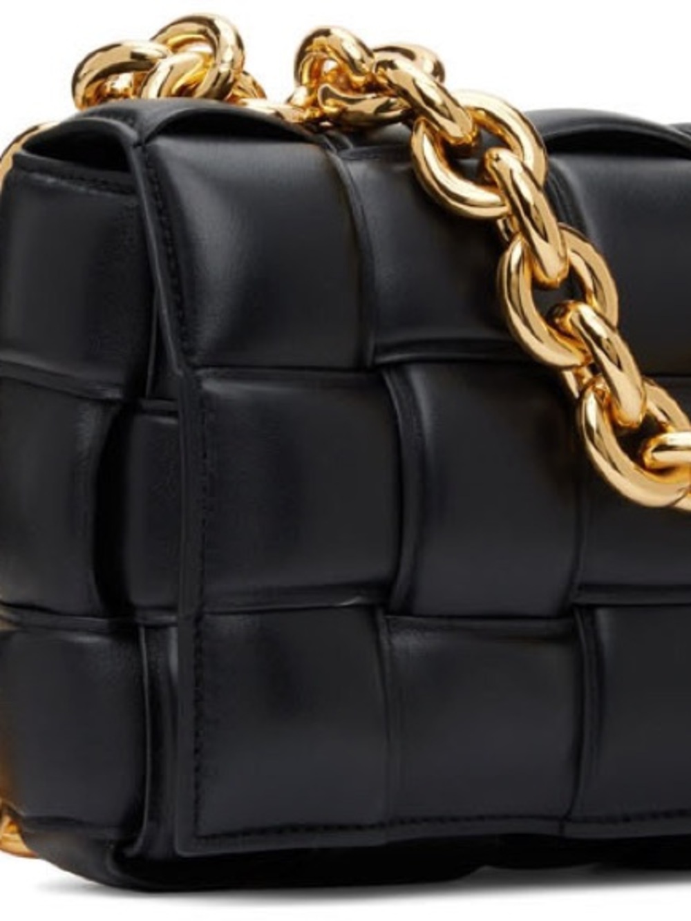 Bottega Veneta Black Padded Cassette Shoulder Bag with Gold Chain Strap - Picture 3 of 9